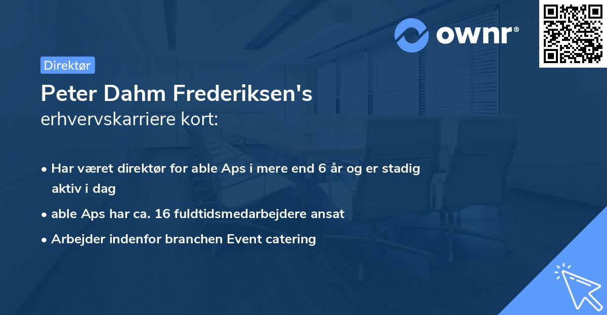 Peter Dahm Frederiksen's erhvervskarriere kort