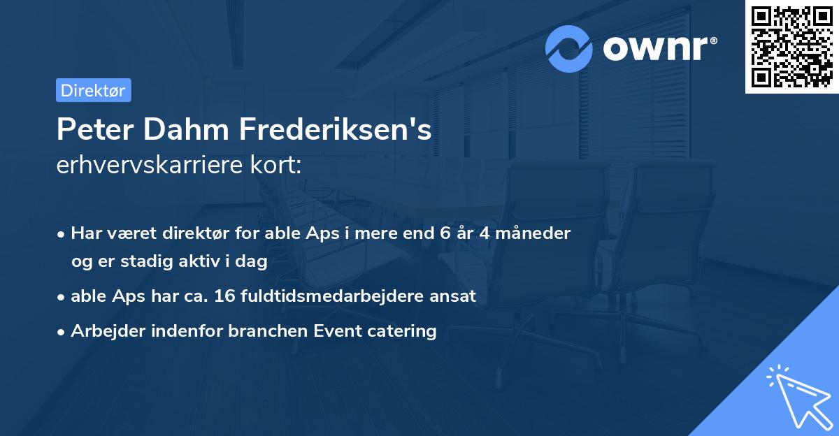 Peter Dahm Frederiksen's erhvervskarriere kort