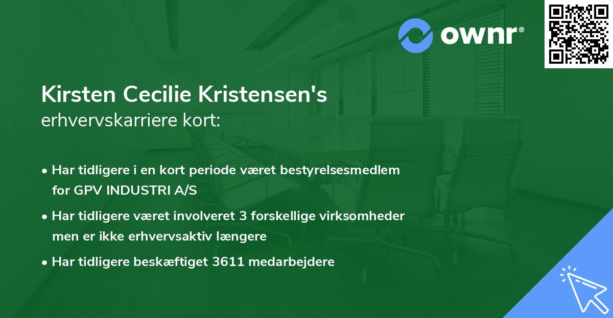 Kirsten Cecilie Kristensen's erhvervskarriere kort