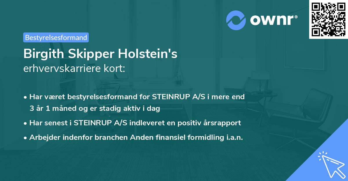 Birgith Skipper Holstein's erhvervskarriere kort