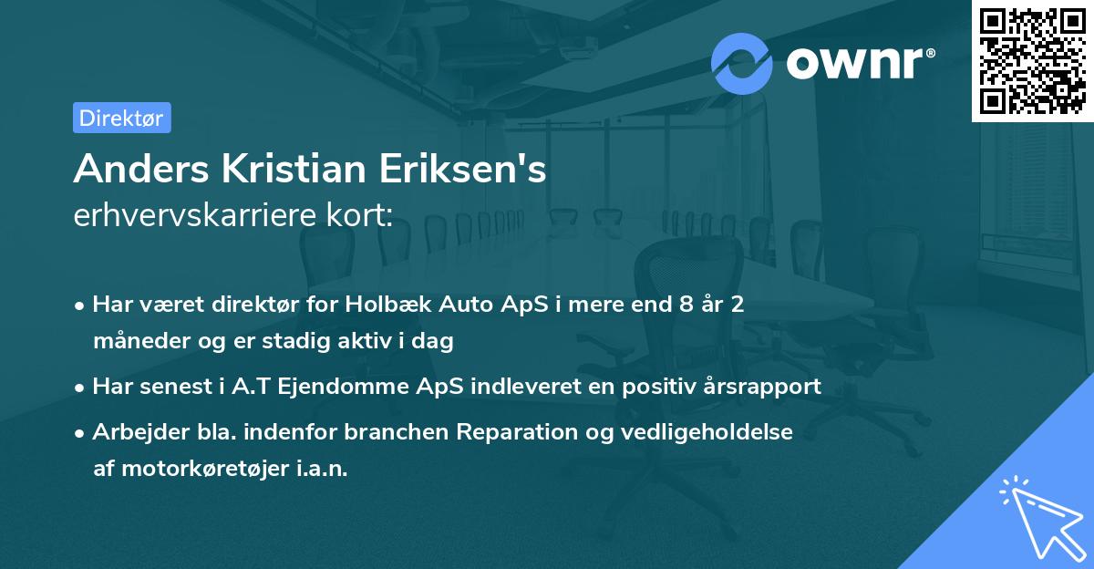 Anders Kristian Eriksen's erhvervskarriere kort