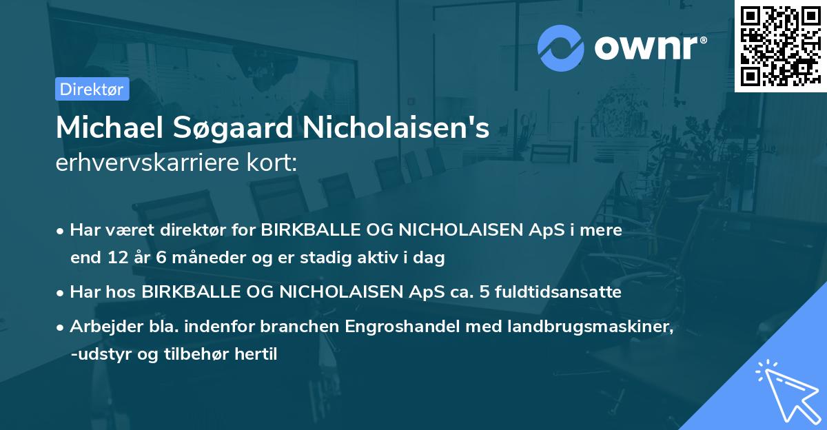Michael Søgaard Nicholaisen's erhvervskarriere kort