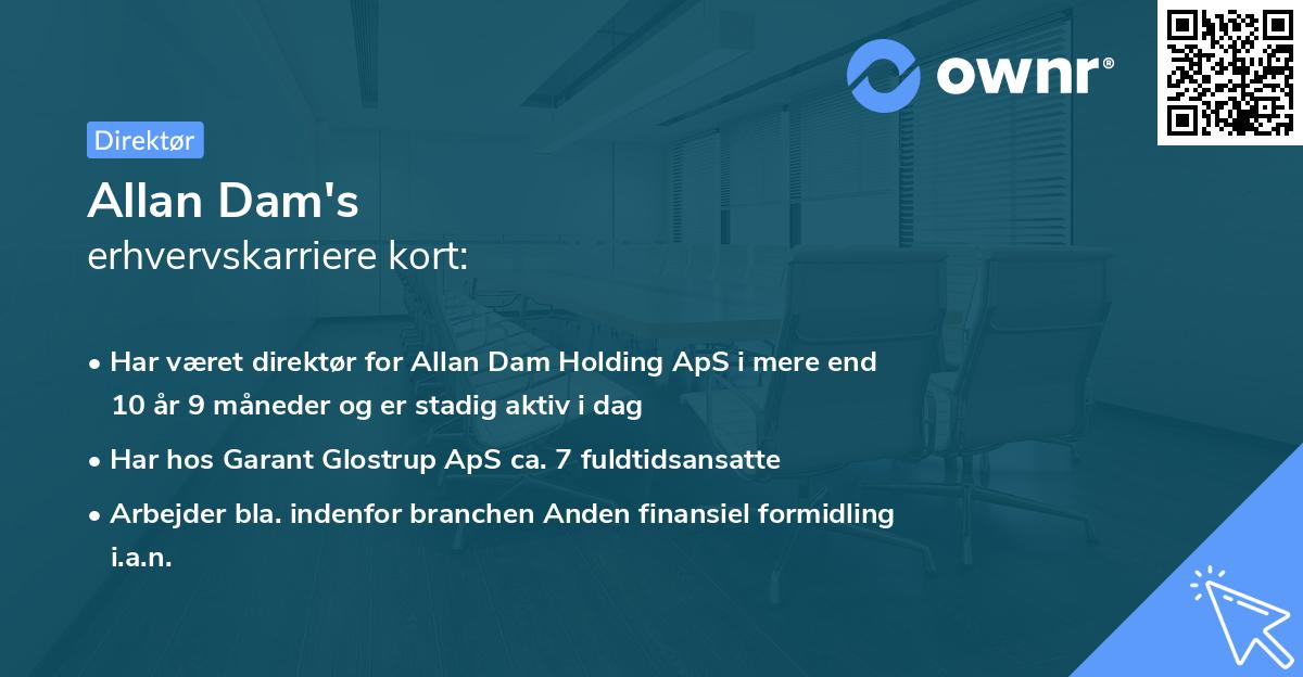 Allan Dam's erhvervskarriere kort