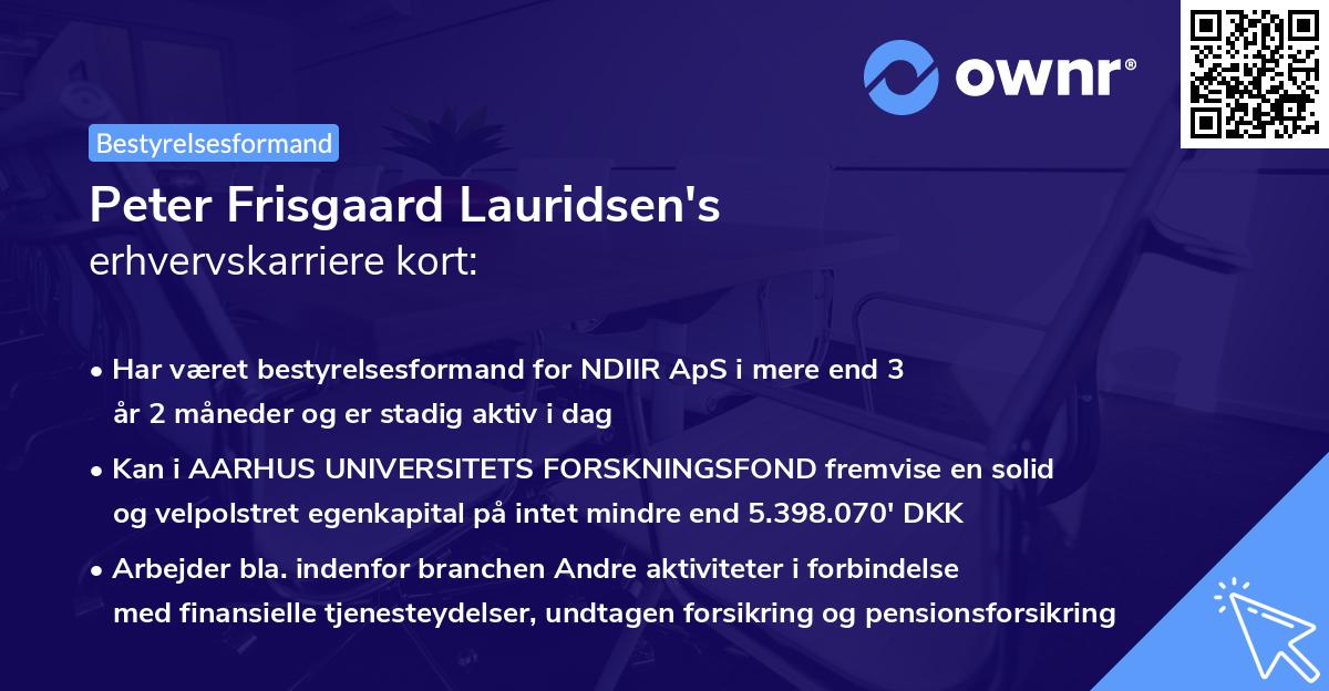 Peter Frisgaard Lauridsen's erhvervskarriere kort