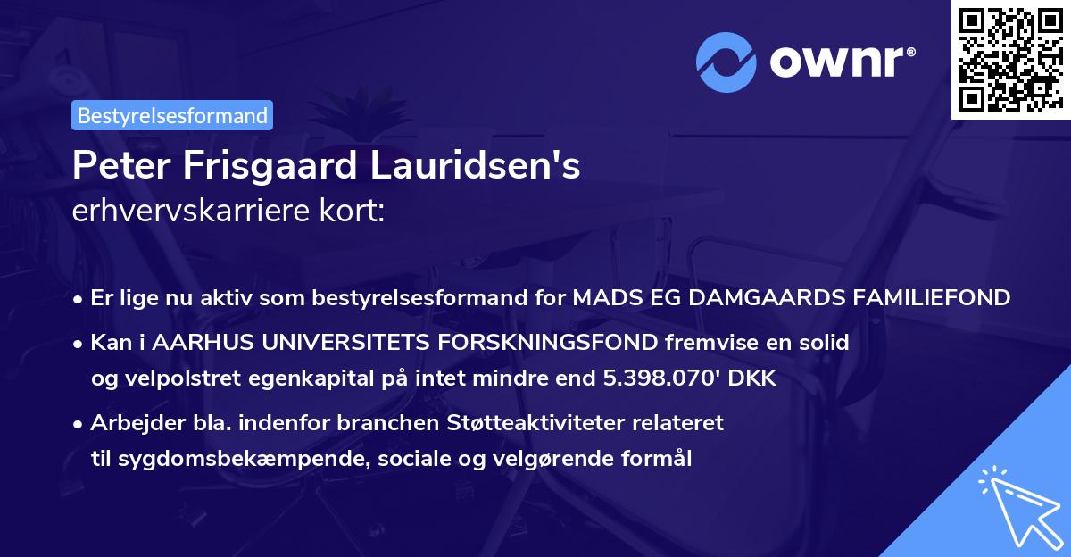 Peter Frisgaard Lauridsen's erhvervskarriere kort