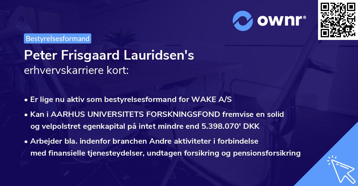 Peter Frisgaard Lauridsen's erhvervskarriere kort
