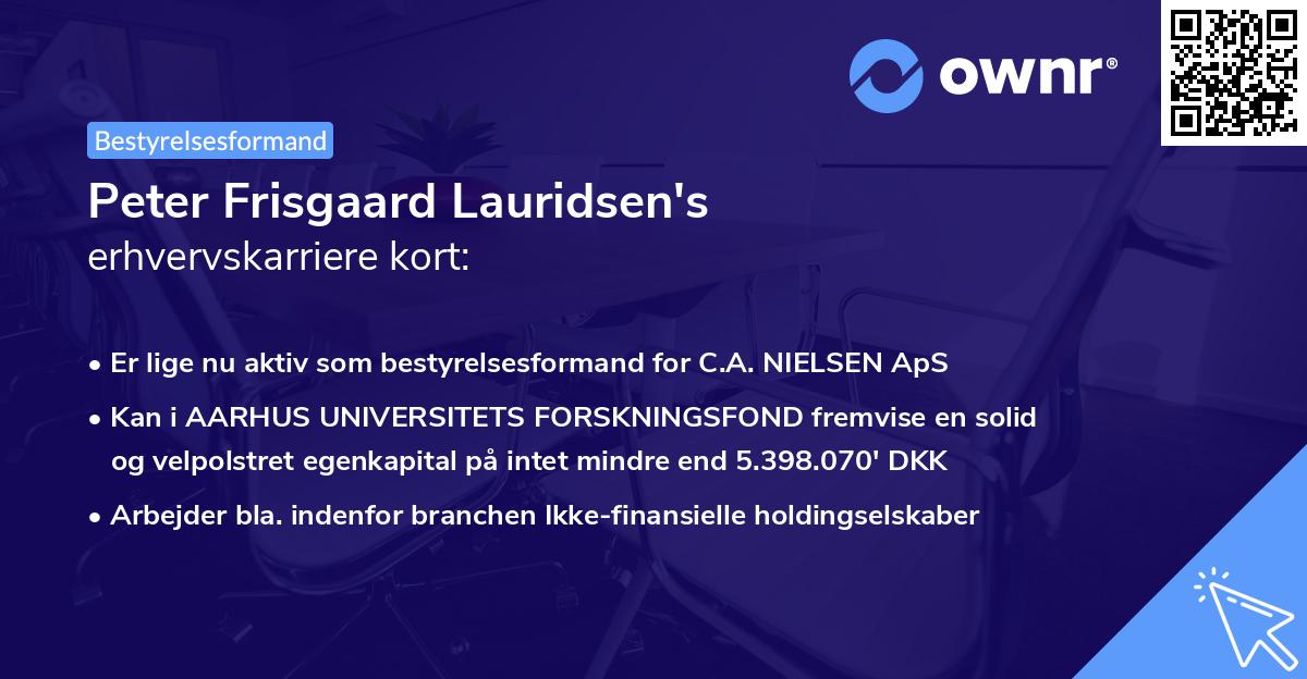 Peter Frisgaard Lauridsen's erhvervskarriere kort