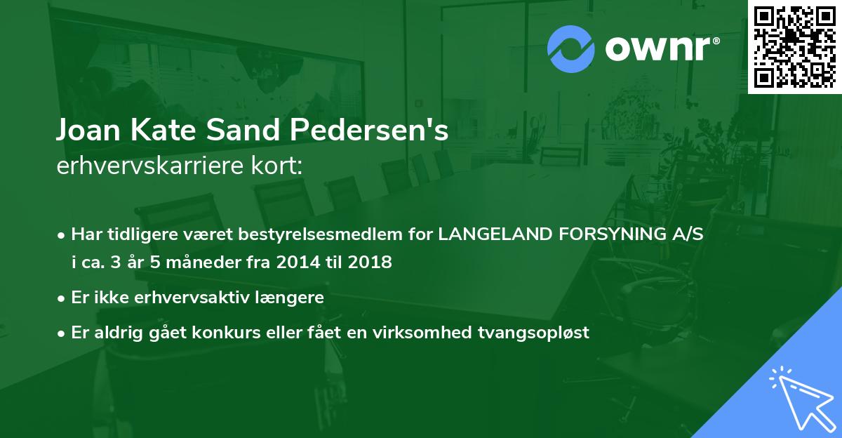 Joan Kate Sand Pedersen's erhvervskarriere kort
