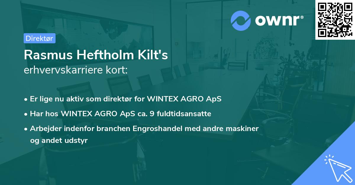 Rasmus Heftholm Kilt's erhvervskarriere kort