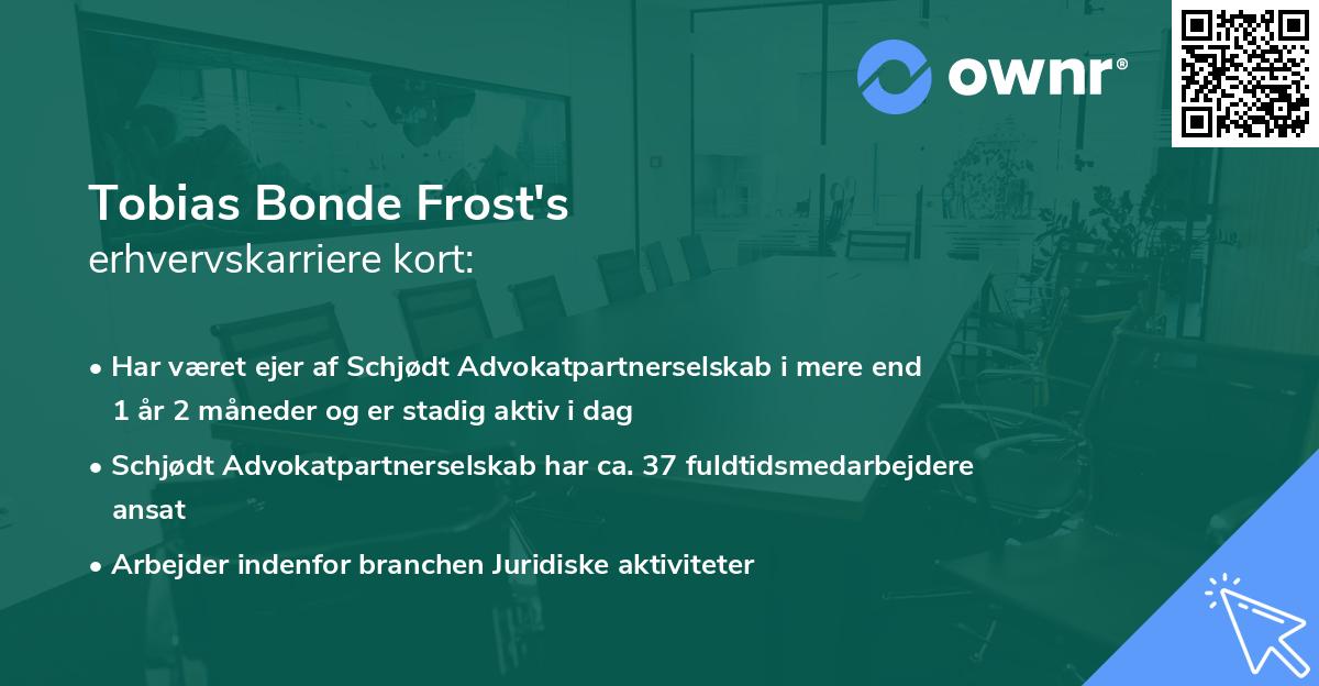 Tobias Bonde Frost's erhvervskarriere kort