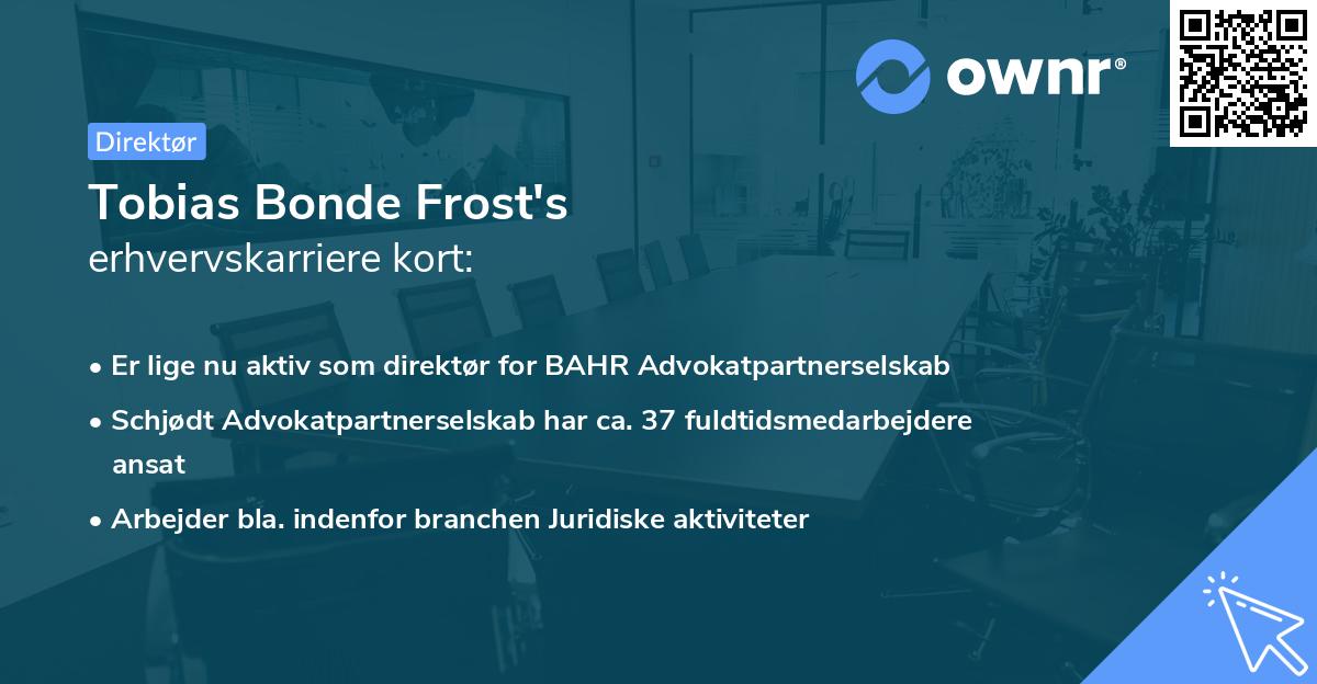 Tobias Bonde Frost's erhvervskarriere kort