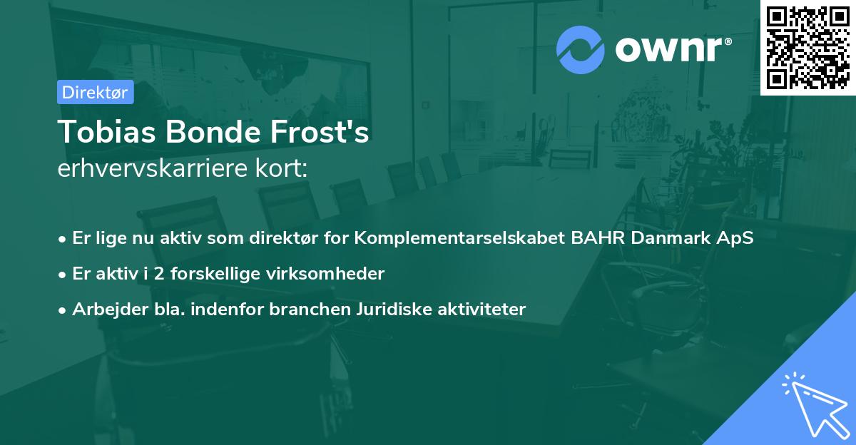 Tobias Bonde Frost's erhvervskarriere kort