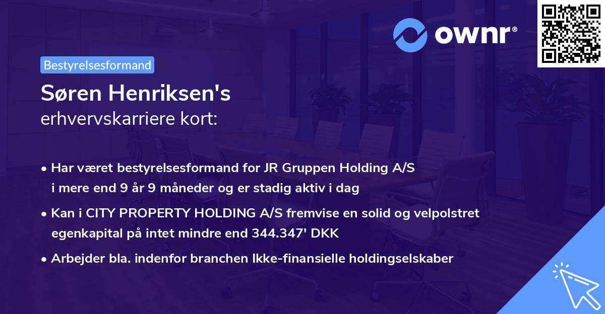 Søren Henriksen's erhvervskarriere kort