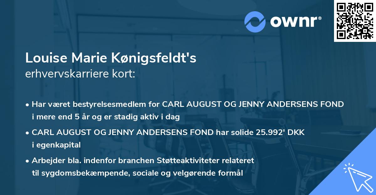 Louise Marie Kønigsfeldt's erhvervskarriere kort