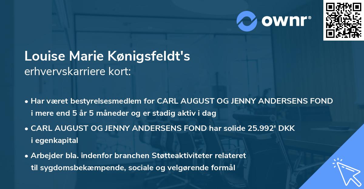 Louise Marie Kønigsfeldt's erhvervskarriere kort