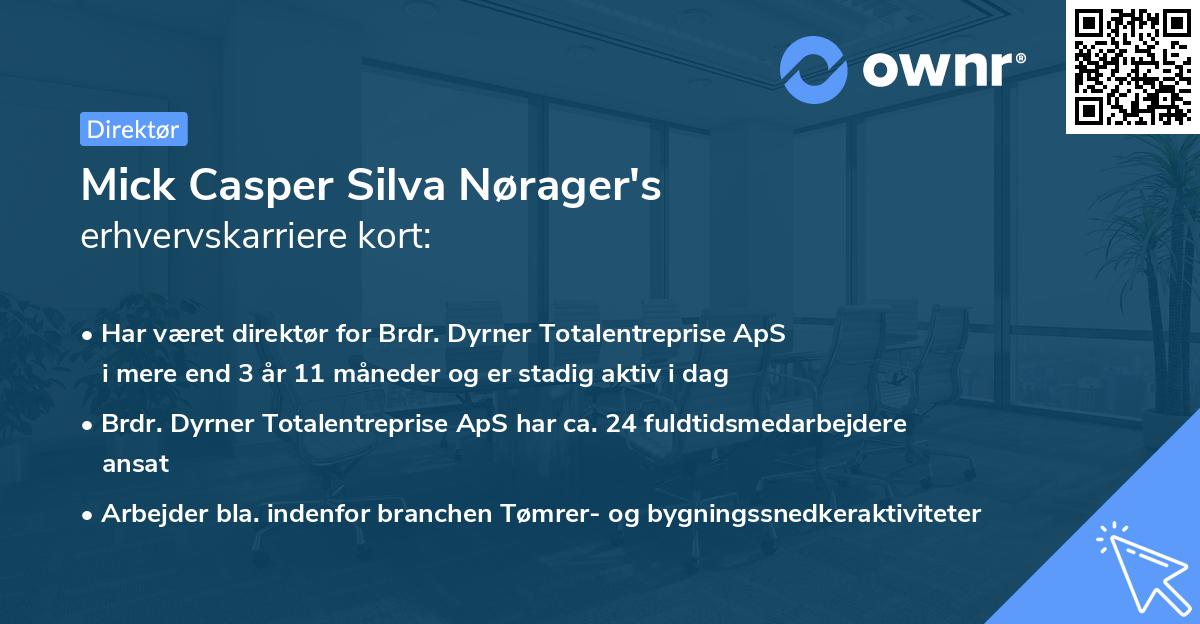 Mick Casper Silva Nørager's erhvervskarriere kort