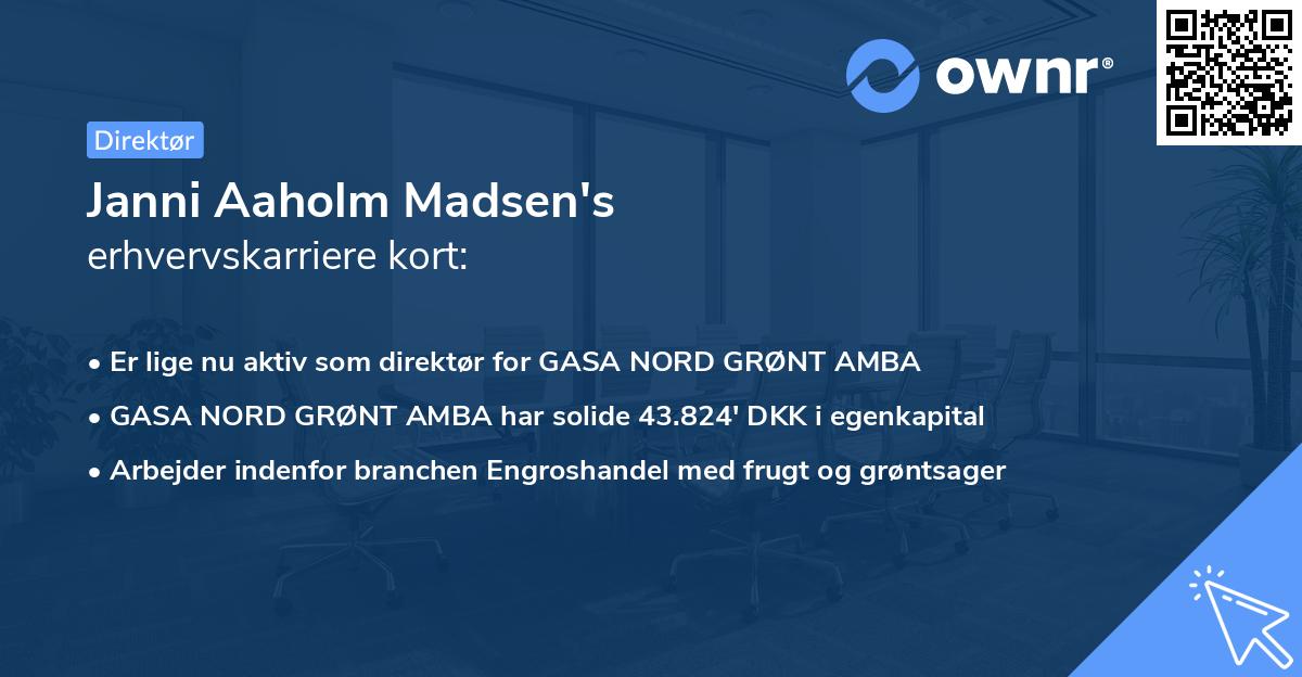 Janni Aaholm Madsen's erhvervskarriere kort