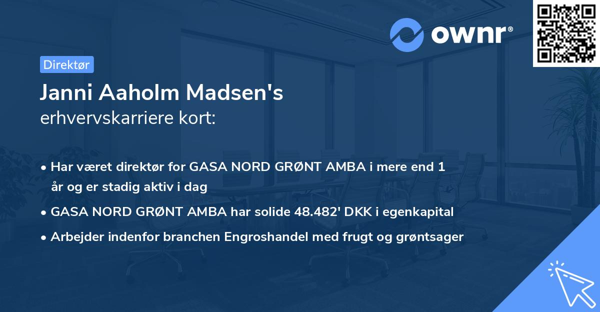 Janni Aaholm Madsen's erhvervskarriere kort