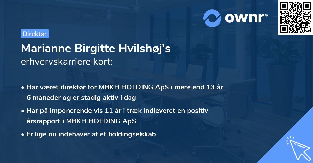 Marianne Birgitte Hvilshøj's erhvervskarriere kort