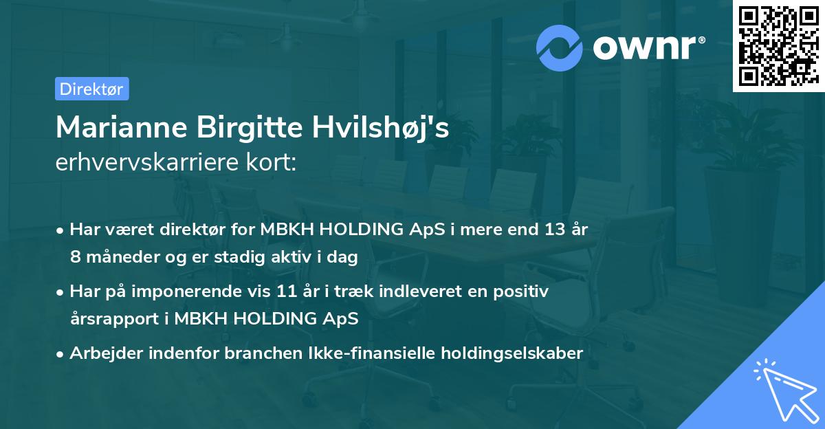 Marianne Birgitte Hvilshøj's erhvervskarriere kort