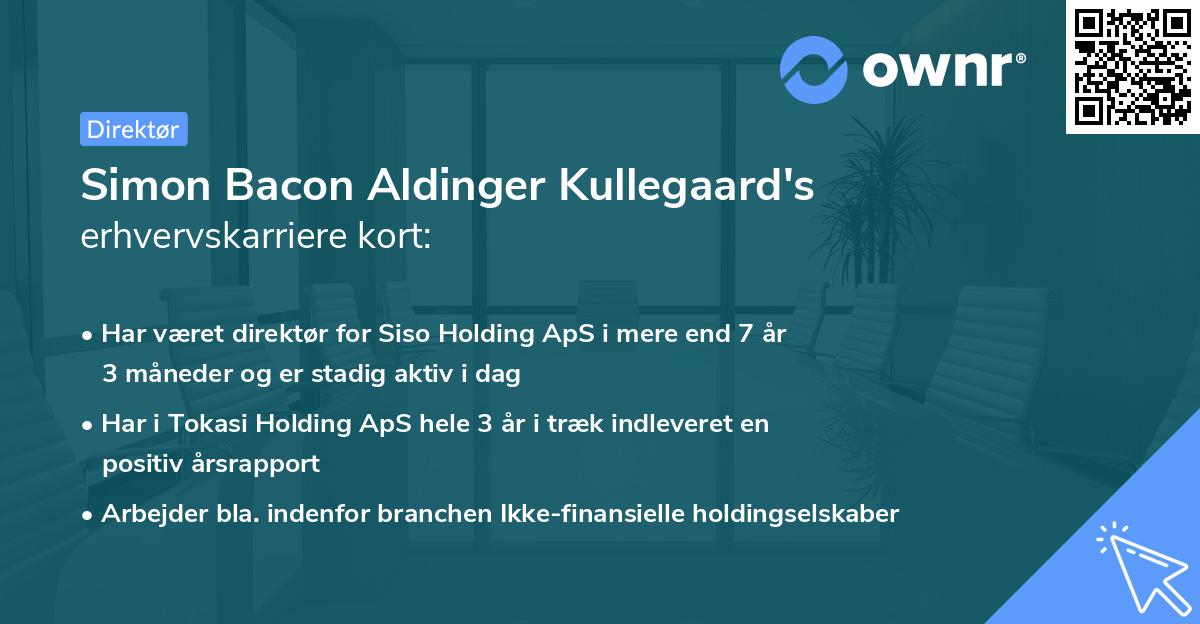 Simon Bacon Aldinger Kullegaard's erhvervskarriere kort