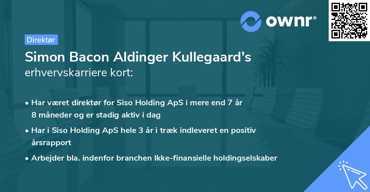 Simon Bacon Aldinger Kullegaard's erhvervskarriere kort