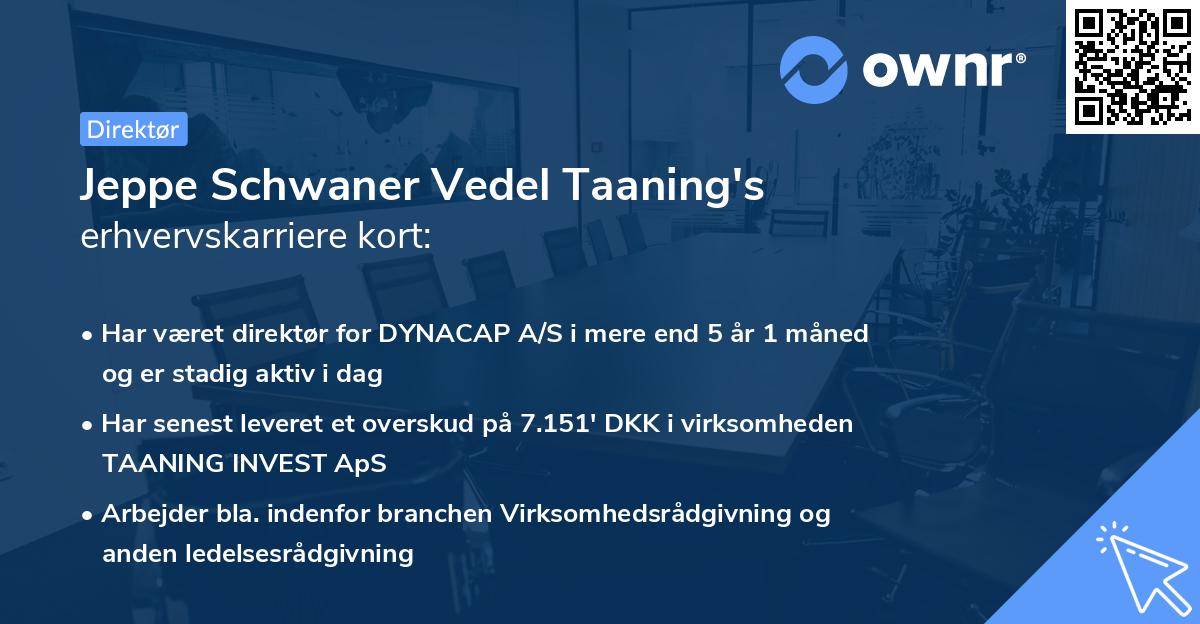Jeppe Schwaner Vedel Taaning's erhvervskarriere kort
