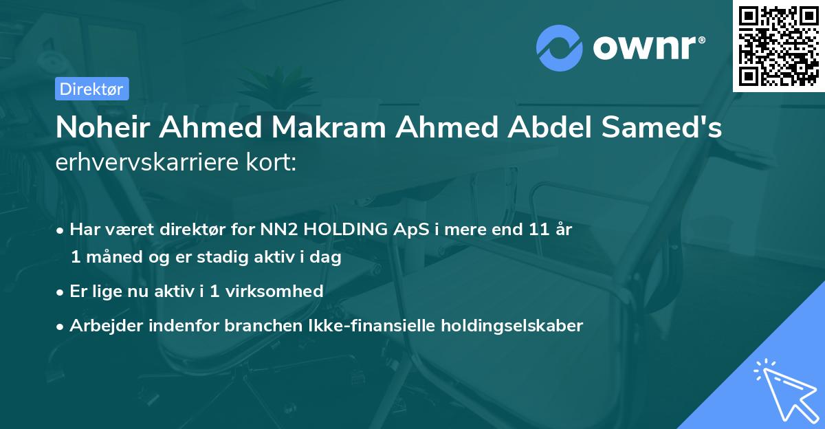Noheir Ahmed Makram Ahmed Abdel Samed's erhvervskarriere kort