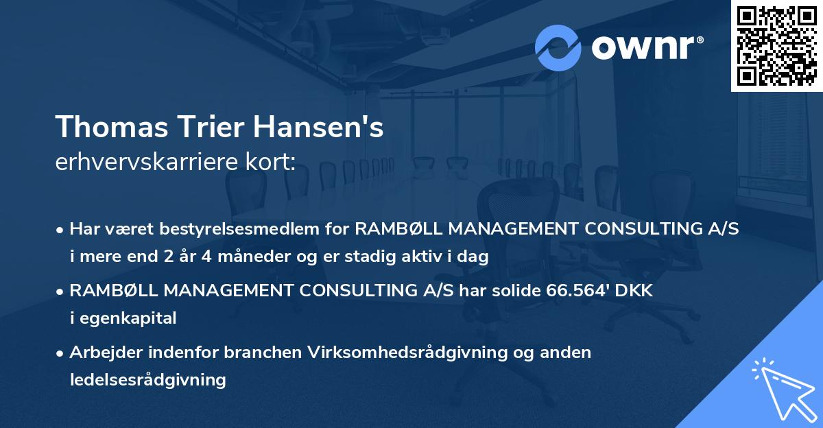 Thomas Trier Hansen's erhvervskarriere kort