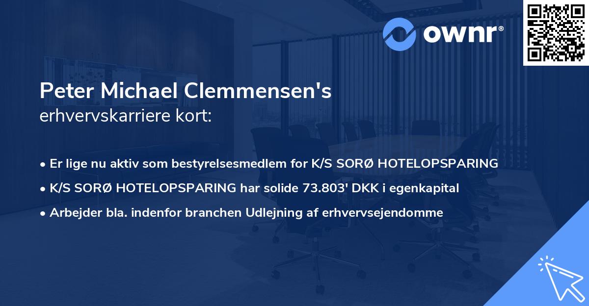 Peter Michael Clemmensen's erhvervskarriere kort