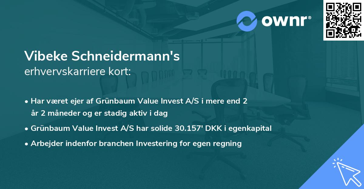 Vibeke Schneidermann's erhvervskarriere kort