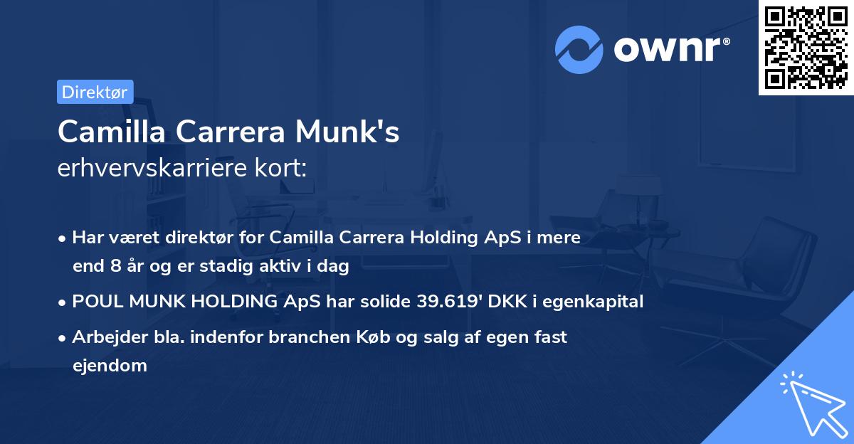 Camilla Carrera Munk's erhvervskarriere kort