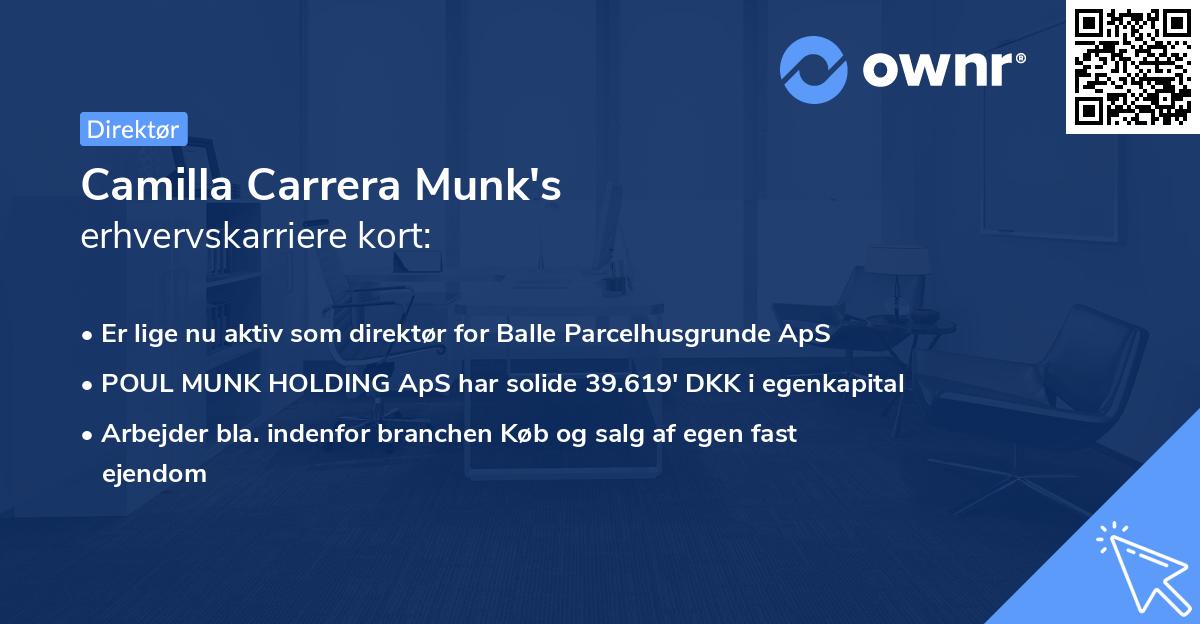 Camilla Carrera Munk's erhvervskarriere kort