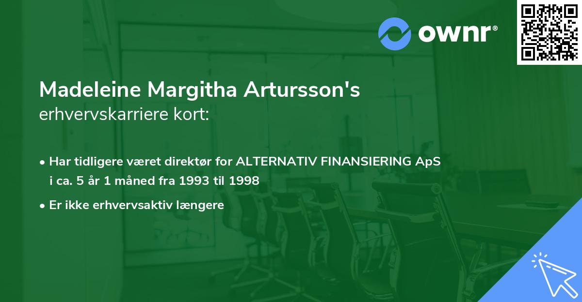 Madeleine Margitha Artursson's erhvervskarriere kort