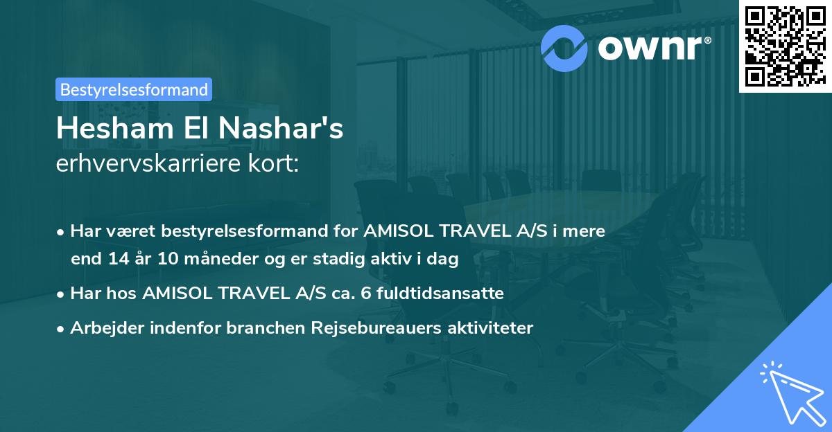 Hesham El Nashar's erhvervskarriere kort