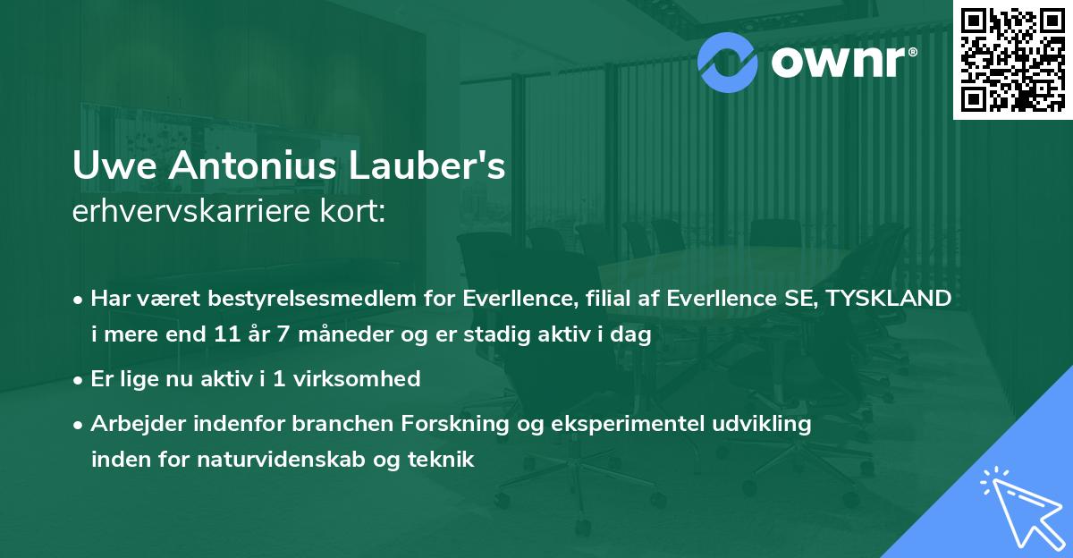 Uwe Antonius Lauber's erhvervskarriere kort