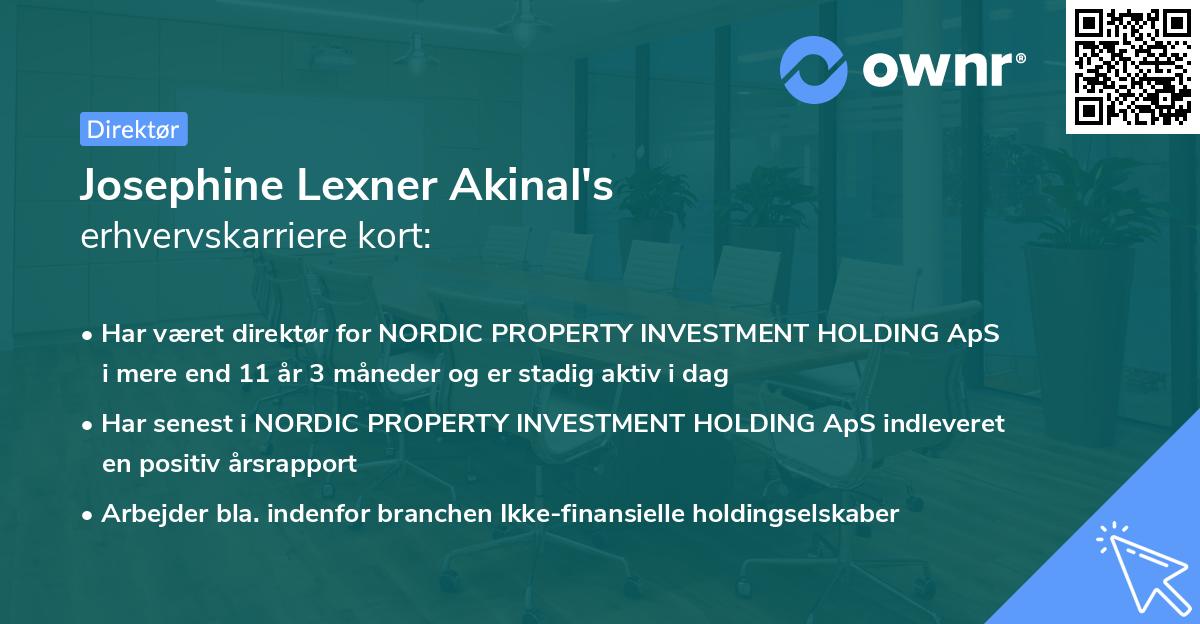Josephine Lexner Akinal's erhvervskarriere kort