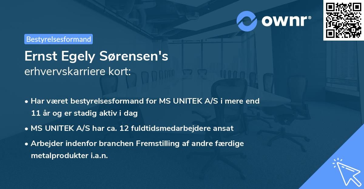 Ernst Egely Sørensen's erhvervskarriere kort
