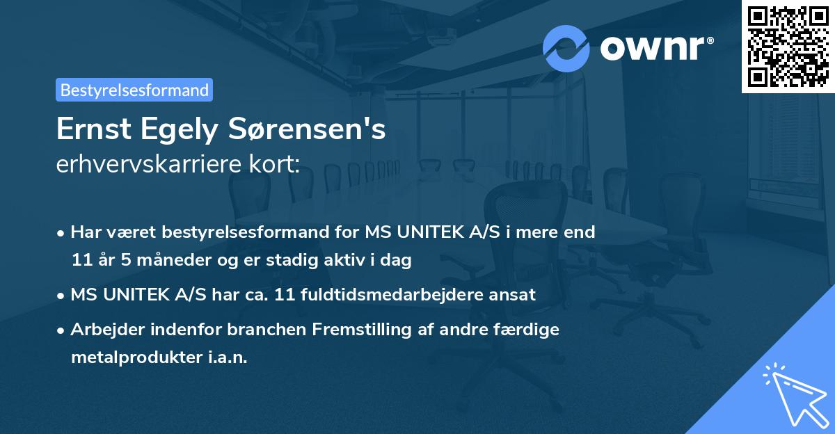 Ernst Egely Sørensen's erhvervskarriere kort