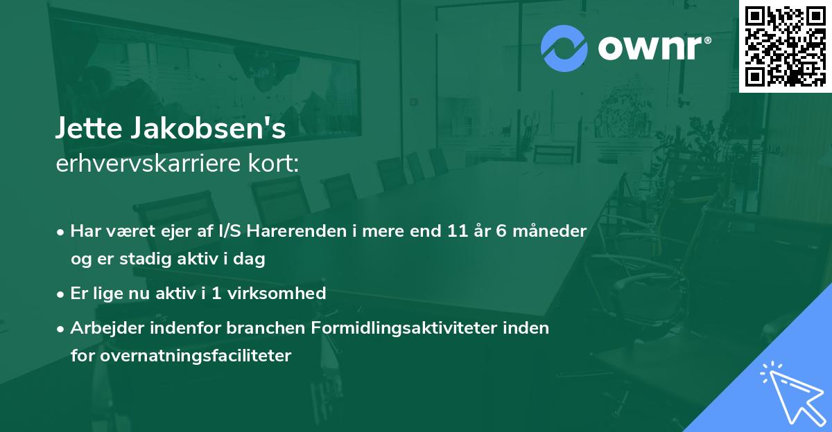 Jette Jakobsen's erhvervskarriere kort