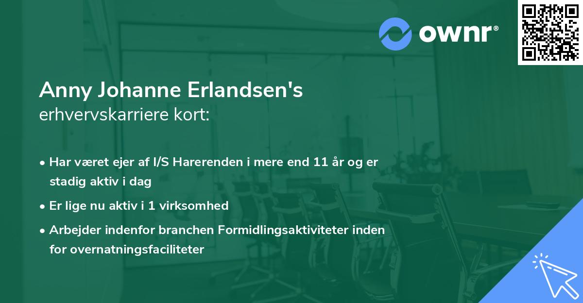 Anny Johanne Erlandsen's erhvervskarriere kort