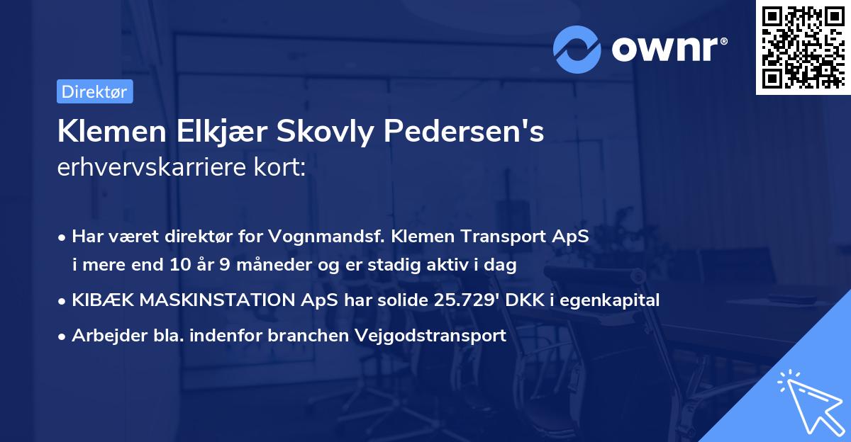 Klemen Elkjær Skovly Pedersen's erhvervskarriere kort