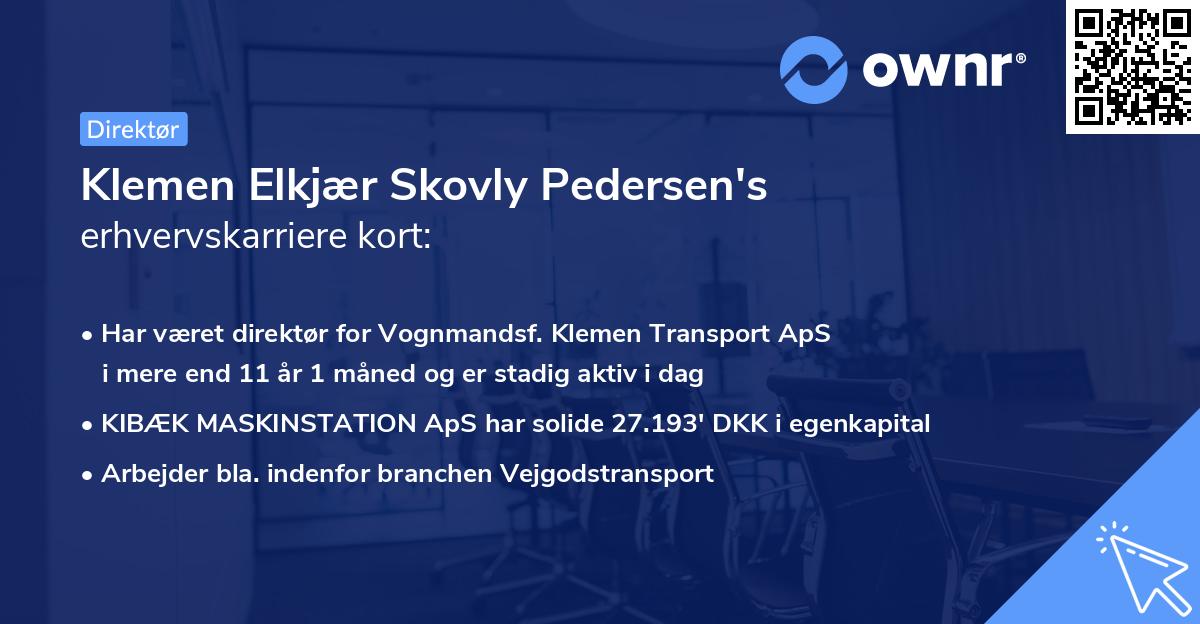 Klemen Elkjær Skovly Pedersen's erhvervskarriere kort