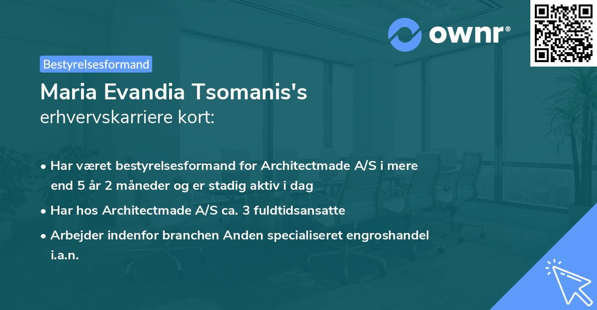 Maria Evandia Tsomanis's erhvervskarriere kort