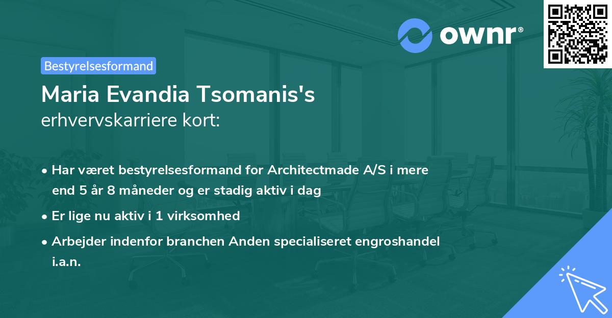 Maria Evandia Tsomanis's erhvervskarriere kort