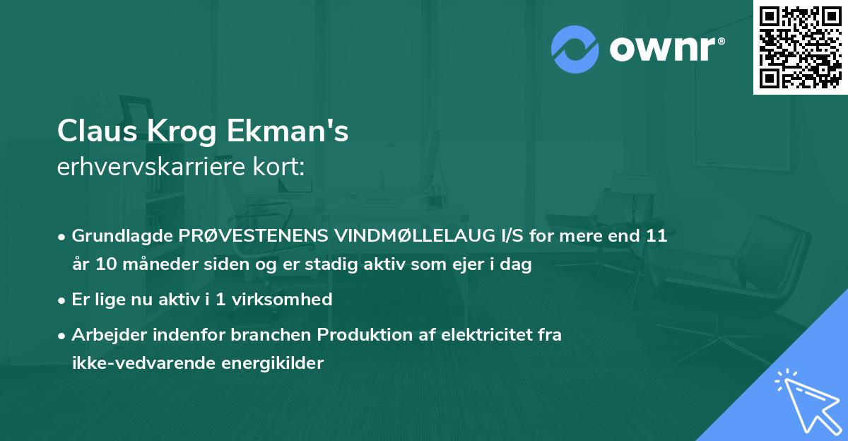 Claus Krog Ekman's erhvervskarriere kort