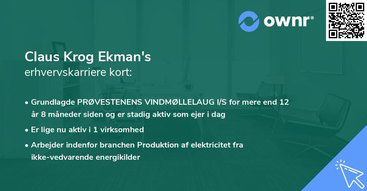 Claus Krog Ekman's erhvervskarriere kort