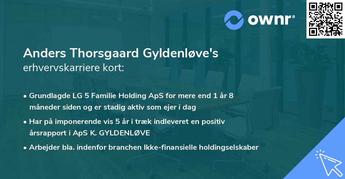 Anders Thorsgaard Gyldenløve's erhvervskarriere kort
