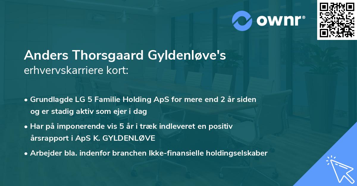 Anders Thorsgaard Gyldenløve's erhvervskarriere kort