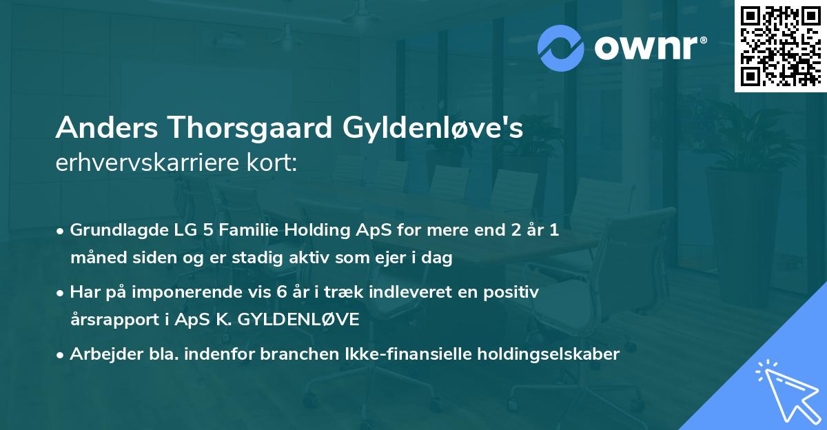 Anders Thorsgaard Gyldenløve's erhvervskarriere kort